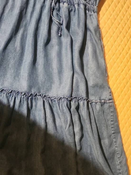 Lands' End Sleeveless Chambray Drawstring Maxi Denim Dress - Picture 4 of 12